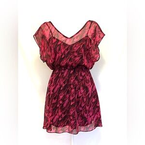 Whimsigoth Moody Chic Flutter Sleeve Cinched Waist Boho Mini Dress Size XS